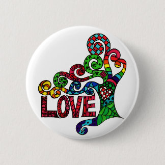 Tree of Love - colourful hippie art button badge