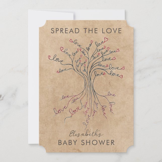   Tree of Love Meaningful Personalised Baby Shower Invitation (Front)