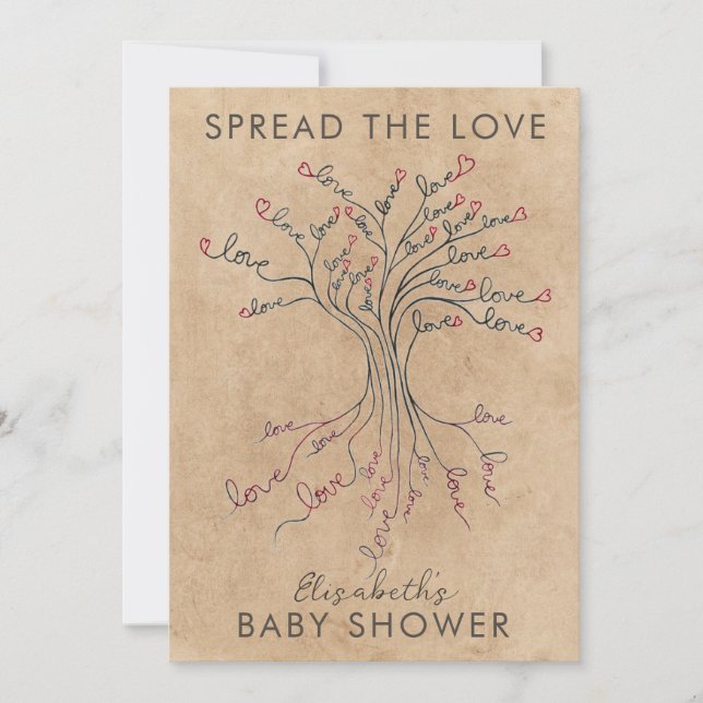   Tree of Love Meaningful Personalised Baby Shower Invitation (Front)