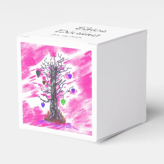 Tree of Love Pink Favour Box (Front Side)