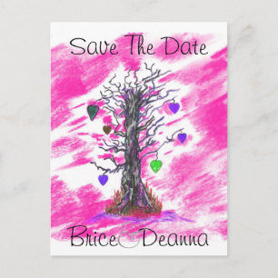 Tree of Love Pink Save The Date Announcement Postcard