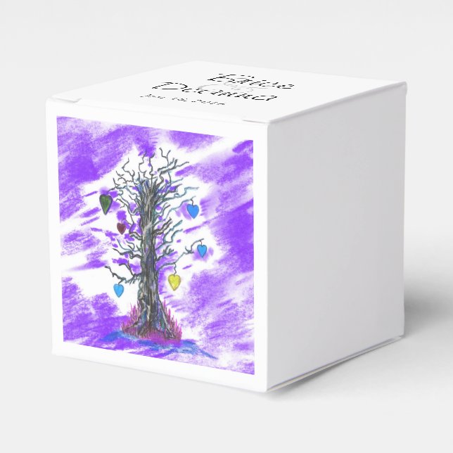 Tree of Love Purple Favour Box (Front Side)