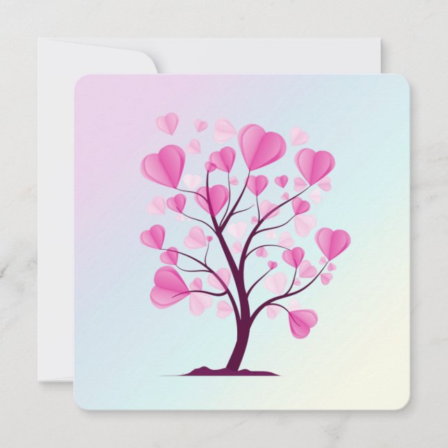 Tree of Love Tree of Hearts Pink Pastel Watercolor (Front)