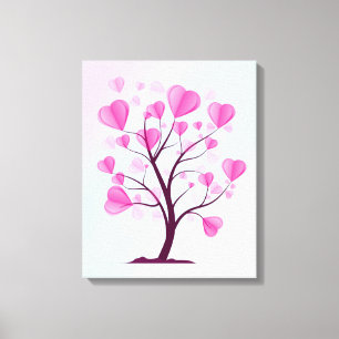 Tree of Love Tree of Hearts Pink Pastel Watercolor Canvas Print