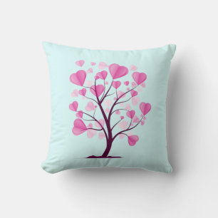 Tree of Love Tree of Hearts Pink Pastel Watercolor Cushion