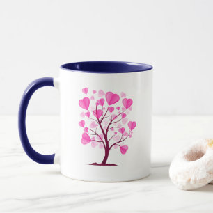 Tree of Love Tree of Hearts Pink Pastel Watercolor Mug