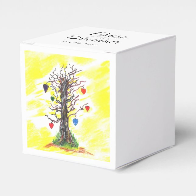 Tree of Love Yellow Favour Box (Front Side)