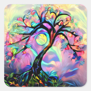 Tree of Many Colours Square Sticker