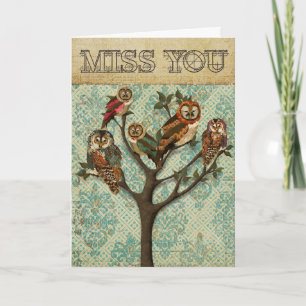 Tree of Owls Miss You Card