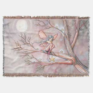 Tree of Stars Fairy Fantasy Art Throw Blanket