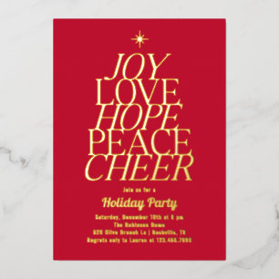 Tree of Words Foil Holiday Party Invitation