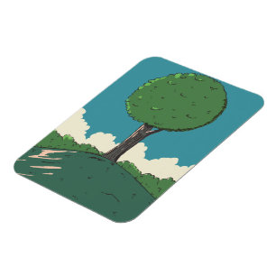 Tree on a hill magnet