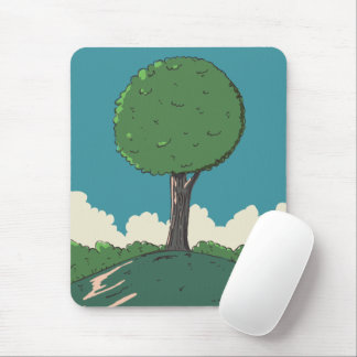 Tree on a hill mouse mat