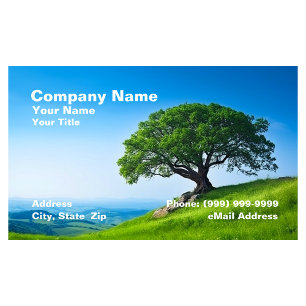 Tree on Hill Against Clear Blue Sky Business Card