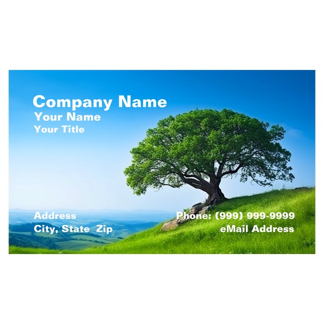 Tree on Hill Against Clear Blue Sky Business Card (Creator Uploaded)