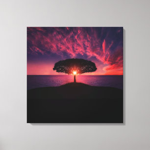 tree on the Sun paint, photo, Canvas Print