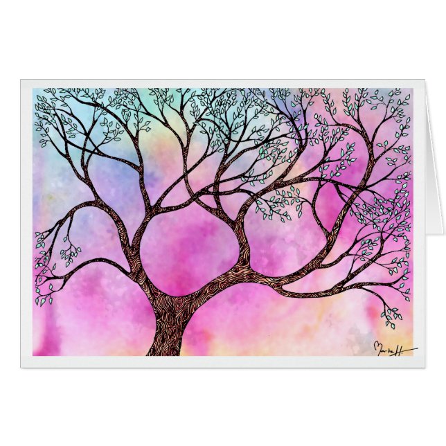 Tree on Vellum with Watercolor Background (Front Horizontal)