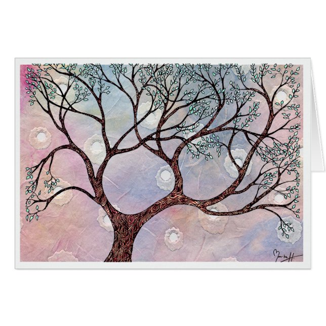 Tree on Vellum with Watercolor Background (Front Horizontal)