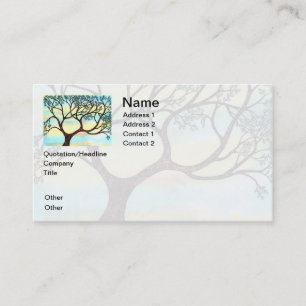 Tree on Vellum with Watercolor Background Business Card