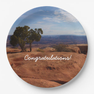 Tree Out of Red Rocks at Canyonlands National Park Paper Plate