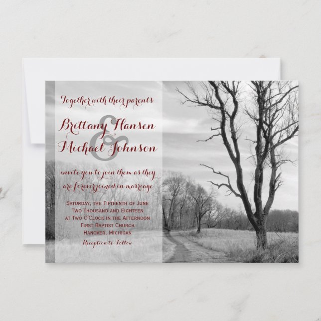 Tree Path Rustic Country Wedding Invitations (Front)