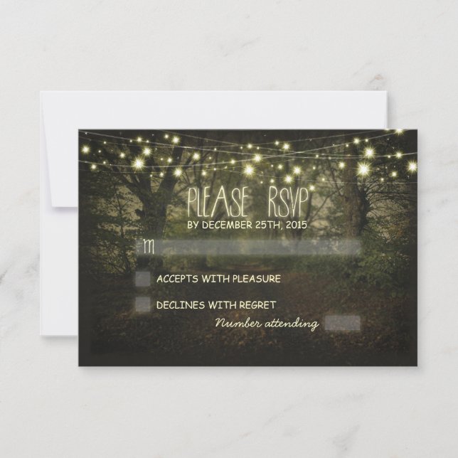 Tree Path rustic wedding RSVP cards (Front)