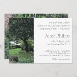 Tree Peaceful Garden 6 Funeral Announcement
