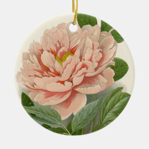 Tree Peony – Elegant Vintage Botanical Design Ceramic Tree Decoration