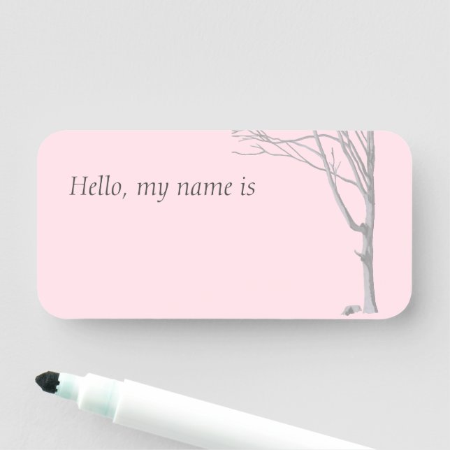 Tree Pink Hello My Name is Name Tag (In Situ)