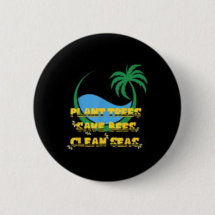 Tree Planting Bee Protection Sea Cleaning Eco 6 Cm Round Badge
