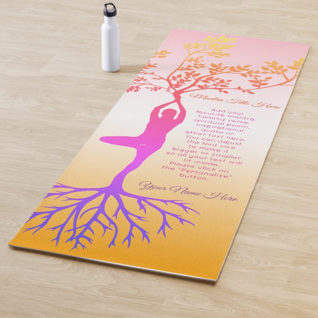 Tree Pose Vrksasana Yogi Silhouette Roots Nature Yoga Mat (In Situ)
