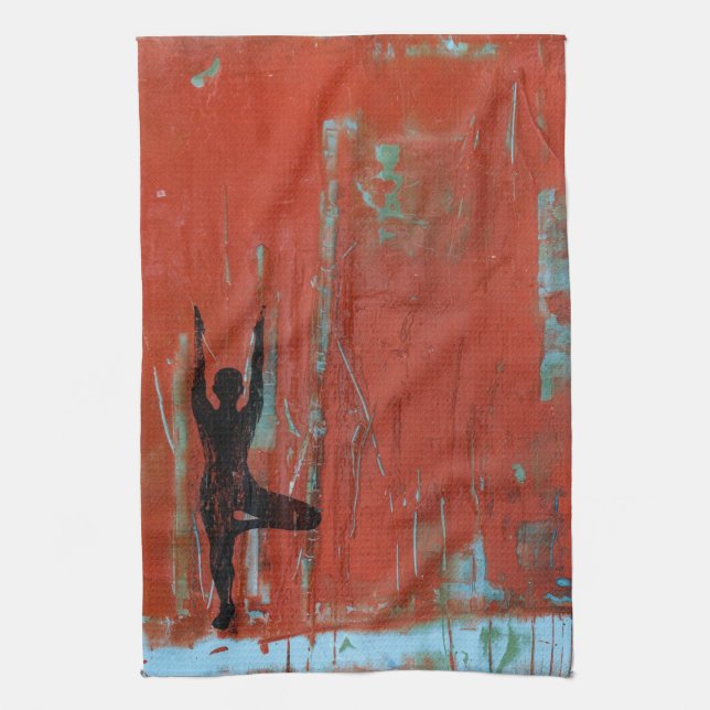 Tree Pose Yoga Girl Kitchen Towel (Vertical)