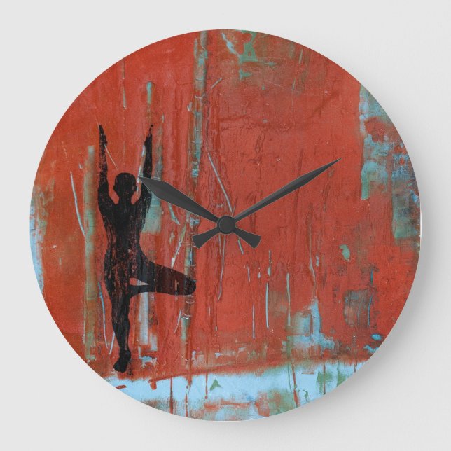 Tree Pose Yoga Girl Round Clock (Front)