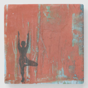 Tree Pose Yoga Girl Stone Coaster
