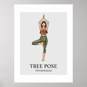 Tree Pose Yoga Stretching Balance Workout Woman Poster