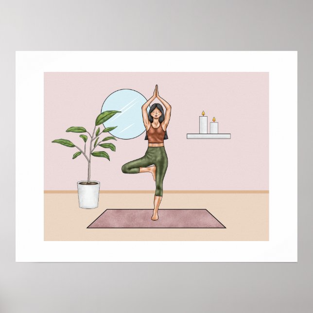 Tree Pose Yoga Vrikshasana Balance Yogi Woman Poster (Front)