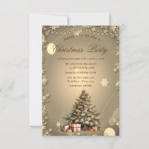 Tree,Presents Pine cones Stars Christmas  Invitation