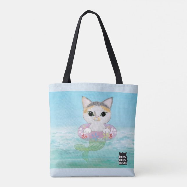 Tree Purrmaids with a Calico cat Tote Bag (Back)