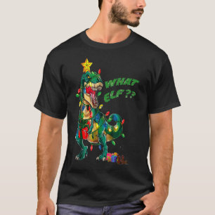 Tree Re Funny Dinosaur Christmas Missing Elf T-Shirt