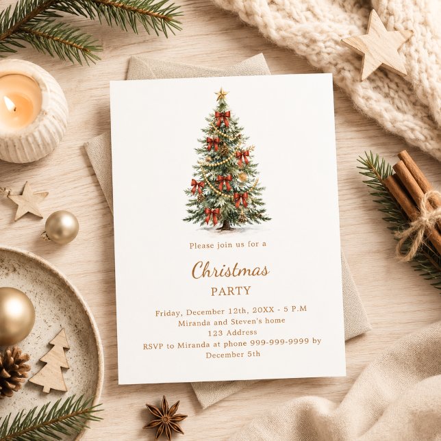 Tree red bows Christmas Party Invitation (Creator Uploaded)