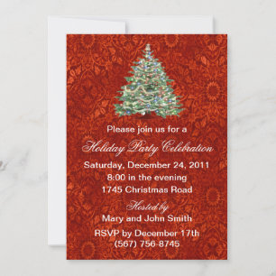 Tree Red Holiday Party Invitations