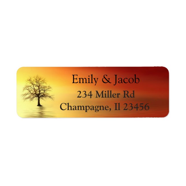 Tree Reflection Sunset Red Return Address Labels (Front)