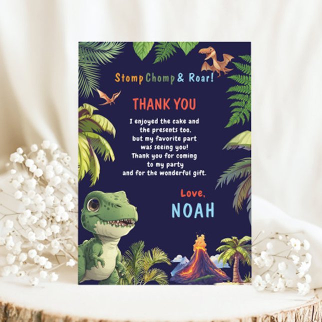 Tree Rex Birthday Dinosaur  Thank You Card (Creator Uploaded)