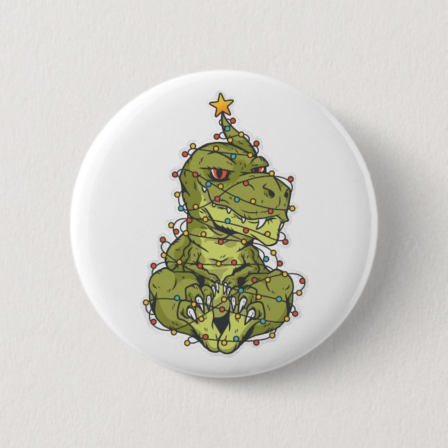 Tree Rex Christmas 6 Cm Round Badge (Front)