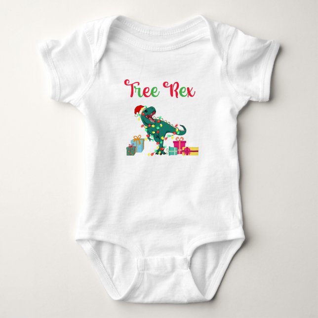 tree rex christmas baby outfit bodysuit (Front)