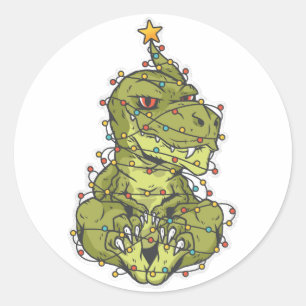 Tree Rex Christmas Classic Round Sticker