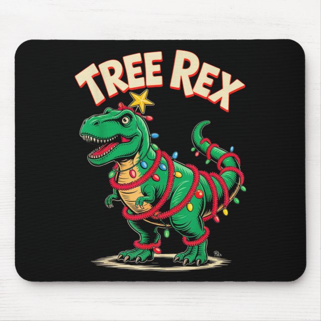 Tree Rex Christmas Costume T-rex Dinosaur Xmas Lig Mouse Mat (Front)