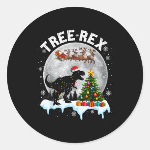 Tree Rex Christmas Dinosaur T-rex Xmas Pajama Men Classic Round Sticker