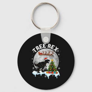 Tree Rex Christmas Dinosaur T-rex Xmas Pajama Men Key Ring