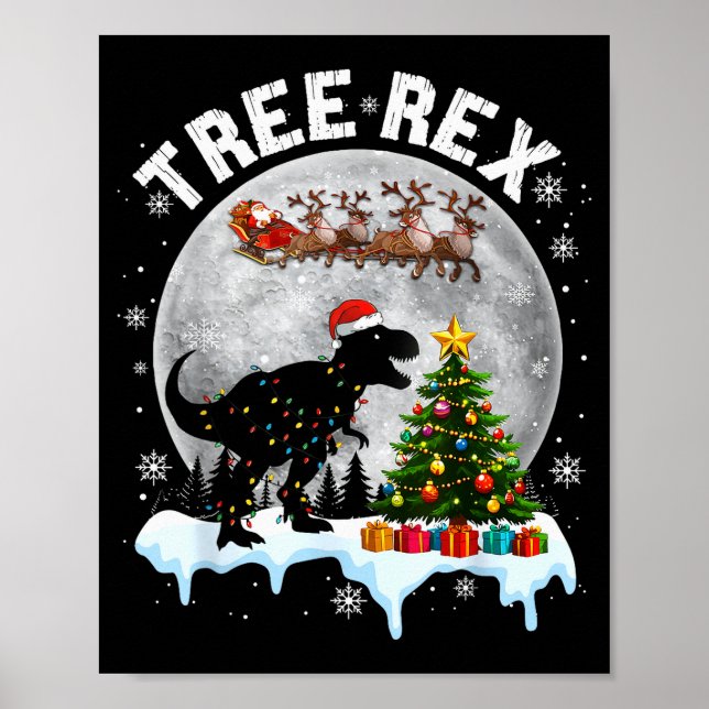 Tree Rex Christmas Dinosaur T-rex Xmas Pajama Men  Poster (Front)